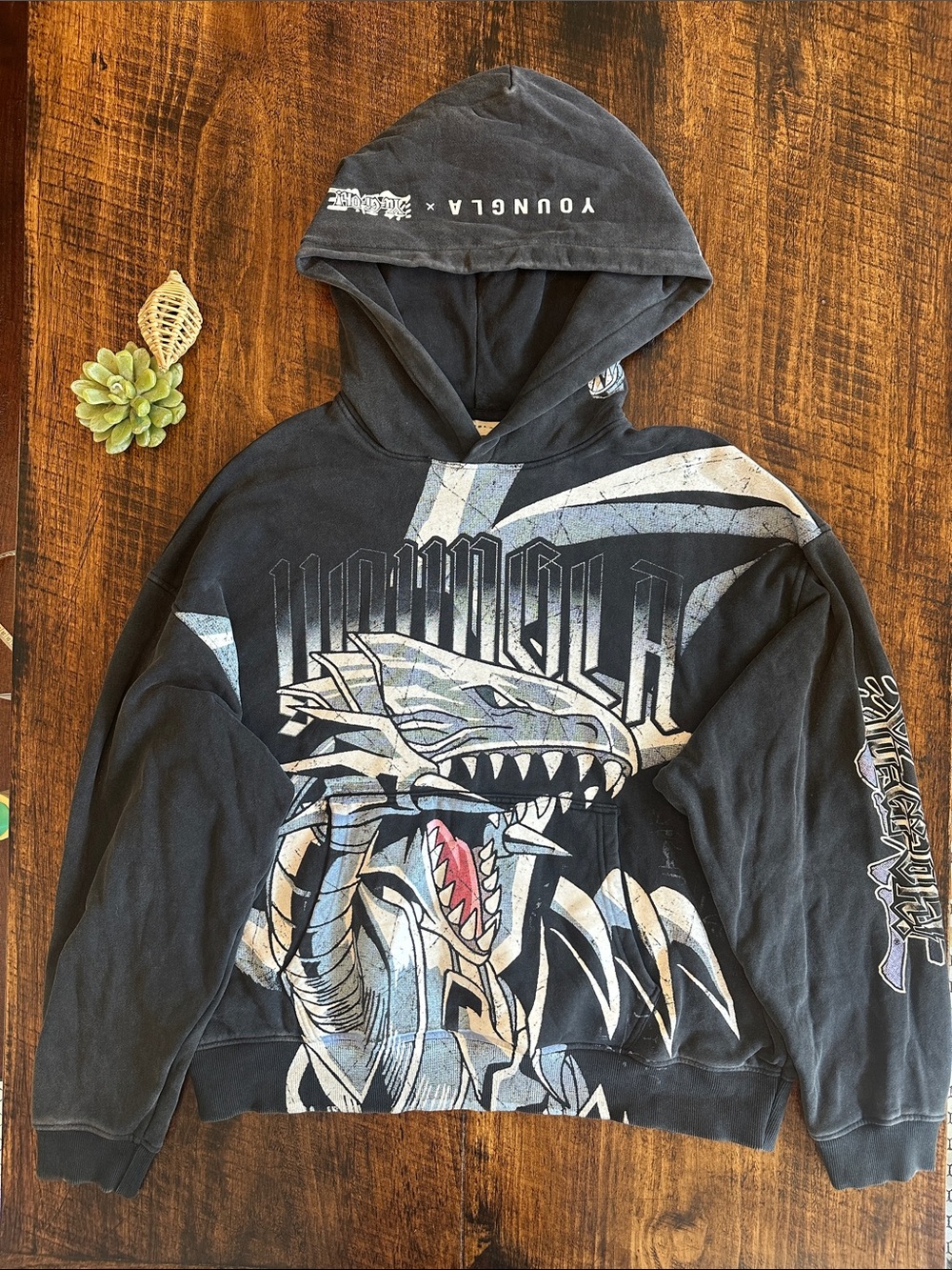 YoungLA x Yu-Gi-Oh! | Blue Eyes White Dragon Hoodie 5008 Oversized Graphic, XL